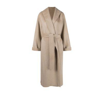 Neutral Trullem belted wool coat by BY MALENE BIRGER