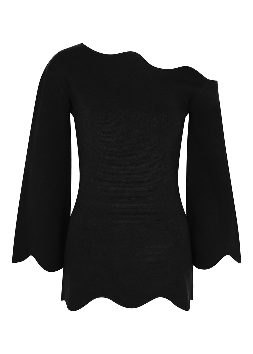 Vikie black scalloped knitted top by BY MALENE BIRGER