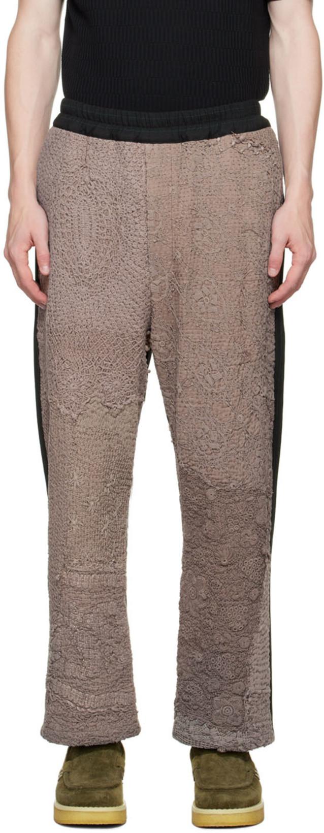 Brown Embroidered Trousers by BY WALID