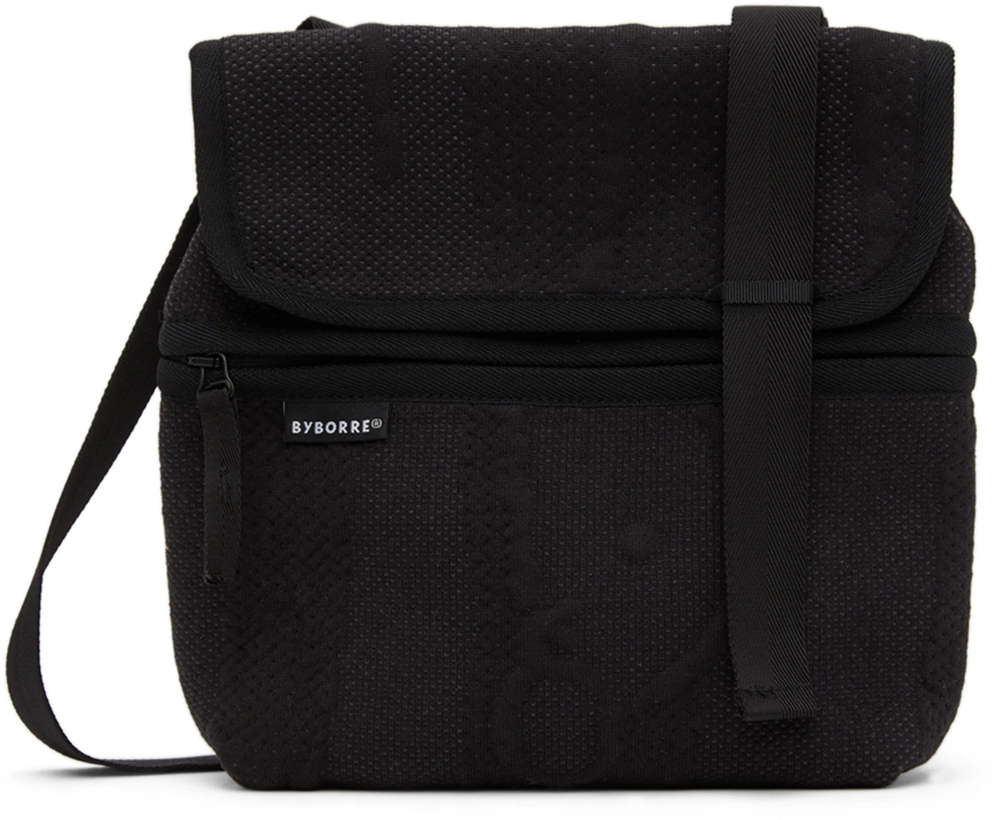 Black Recycled Nylon Messenger Bag by BYBORRE