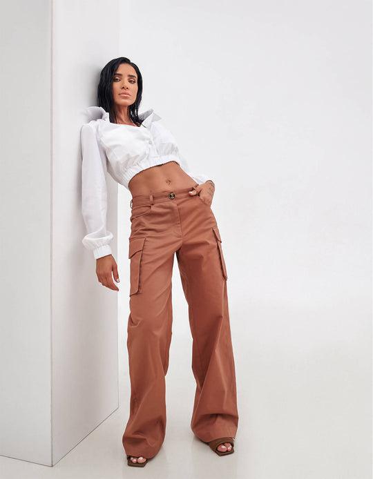 Brooklyn Cotton Straight Cargo Pants by BYEDA
