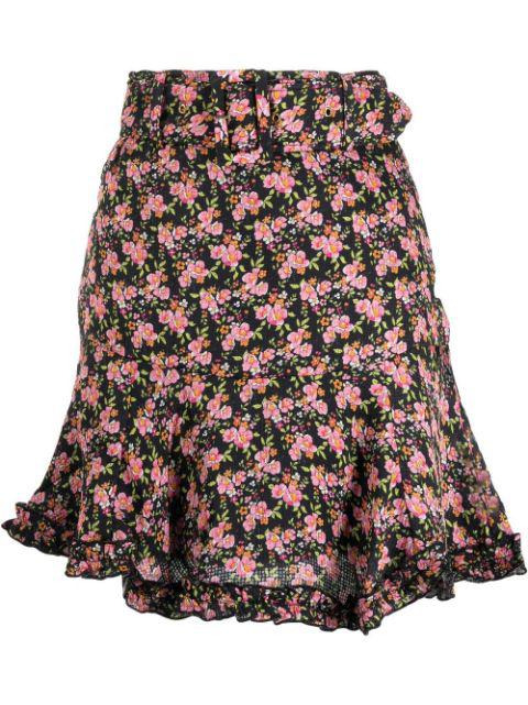 floral-print belted waist skirt by BYTIMO