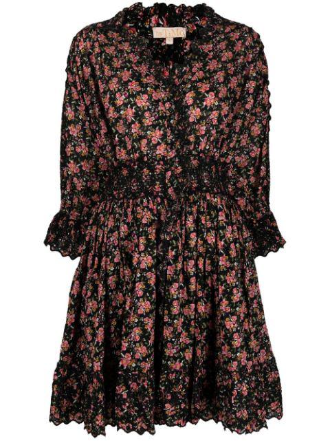 floral-print ruffle-embellished dress by BYTIMO