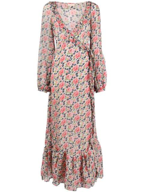floral-print wrap dress by BYTIMO