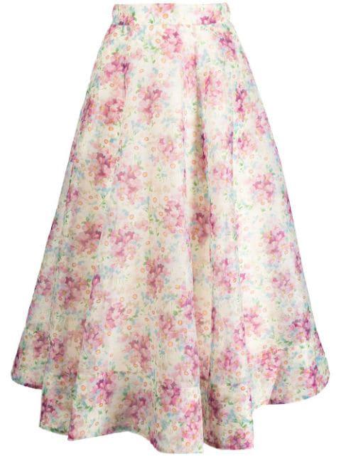 high-waist floral-print midi skirt by BYTIMO
