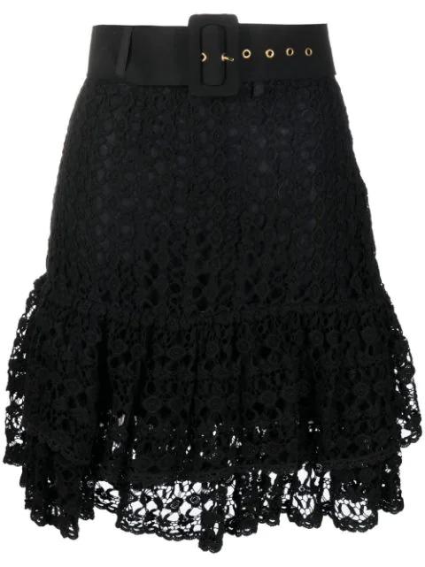 lace-detail A-line skirt by BYTIMO