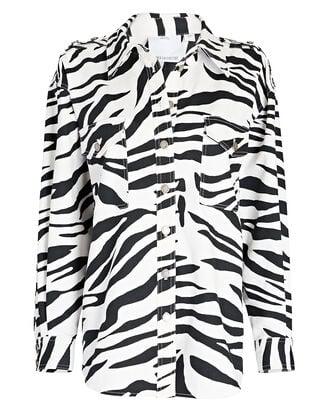 Split Decision Zebra-Print Shirt by C/MEO COLLECTIVE