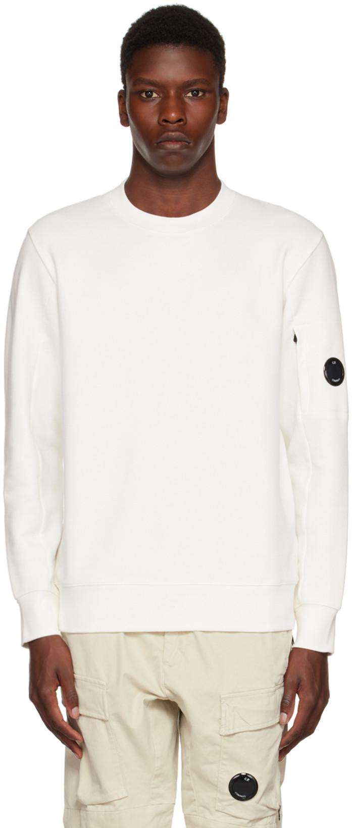 White Diagonal Raised Sweatshirt by C.P. COMPANY
