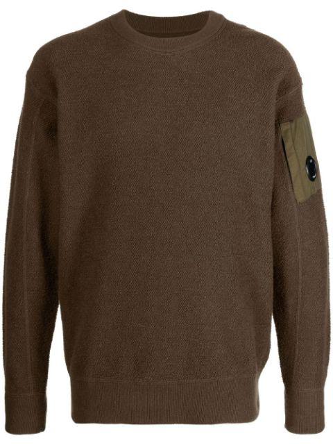 logo-patch crew neck jumper by C.P. COMPANY