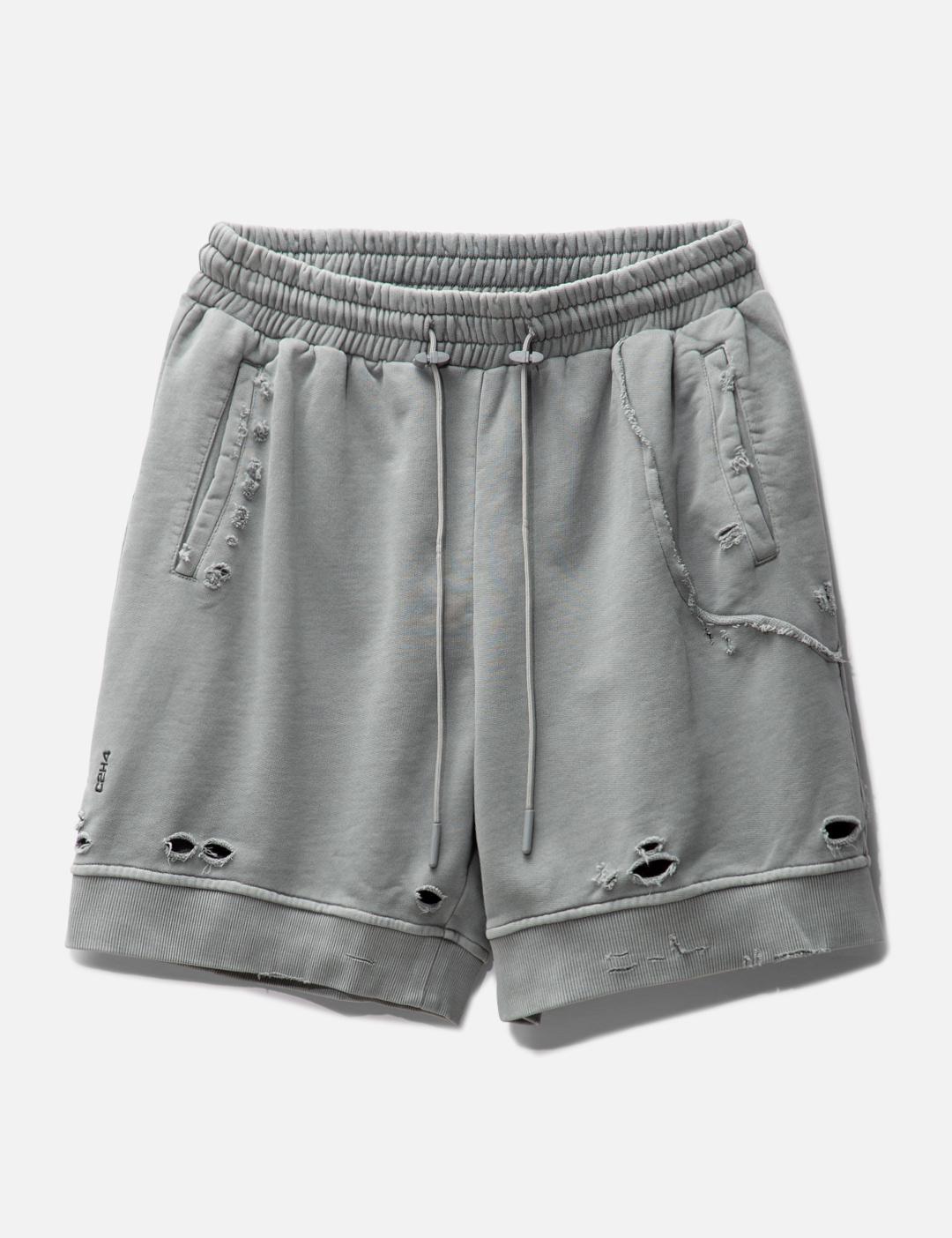 001-X - Ruin Distressed Sweat Shorts by C2H4