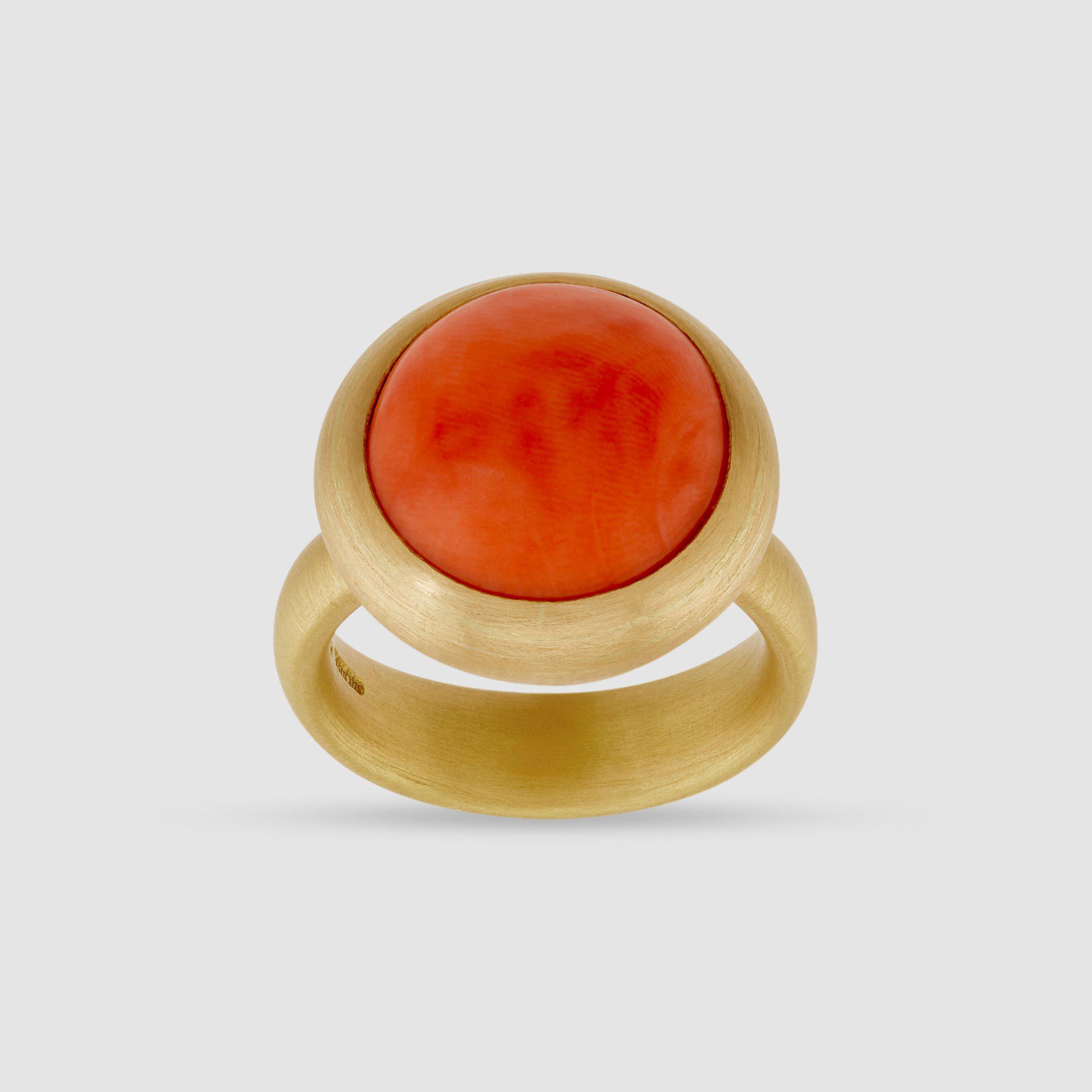 Cadby & Co Large Round Antique Coral Ring by CADBY&CO