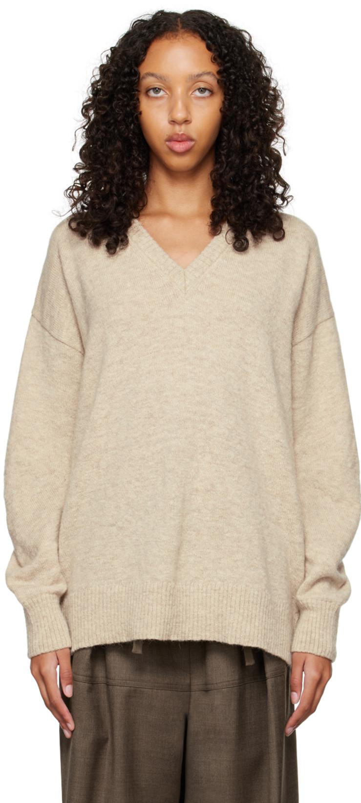 Beige V-Neck Sweater by CAES