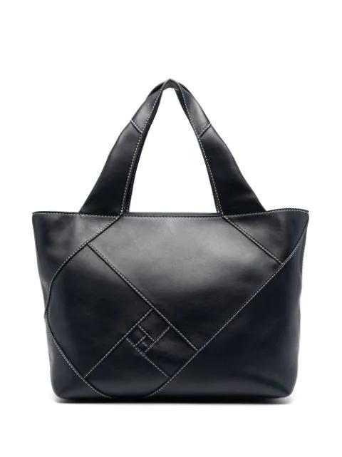 contrast-stitch leather tote bag by CALICANTO