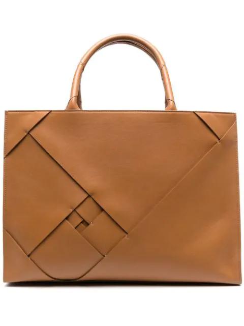 layered leather tote bag by CALICANTO