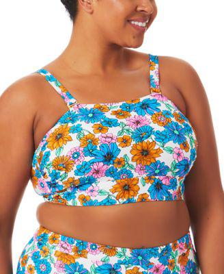 California Waves Trendy Plus Size Wall Paper Floral Bandeau Bikini Top by CALIFORNIA WAVES