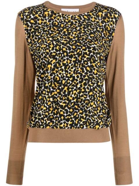 leopard-print round neck jumper by CALLAS MILANO