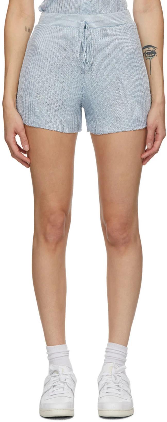 Blue Ribbed Shorts by CALLE DEL MAR