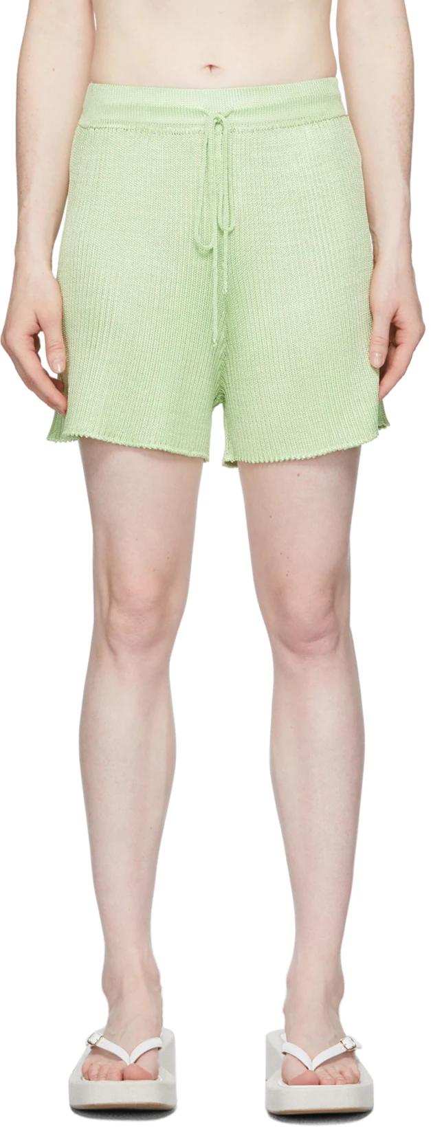 Green Ribbed Shorts by CALLE DEL MAR