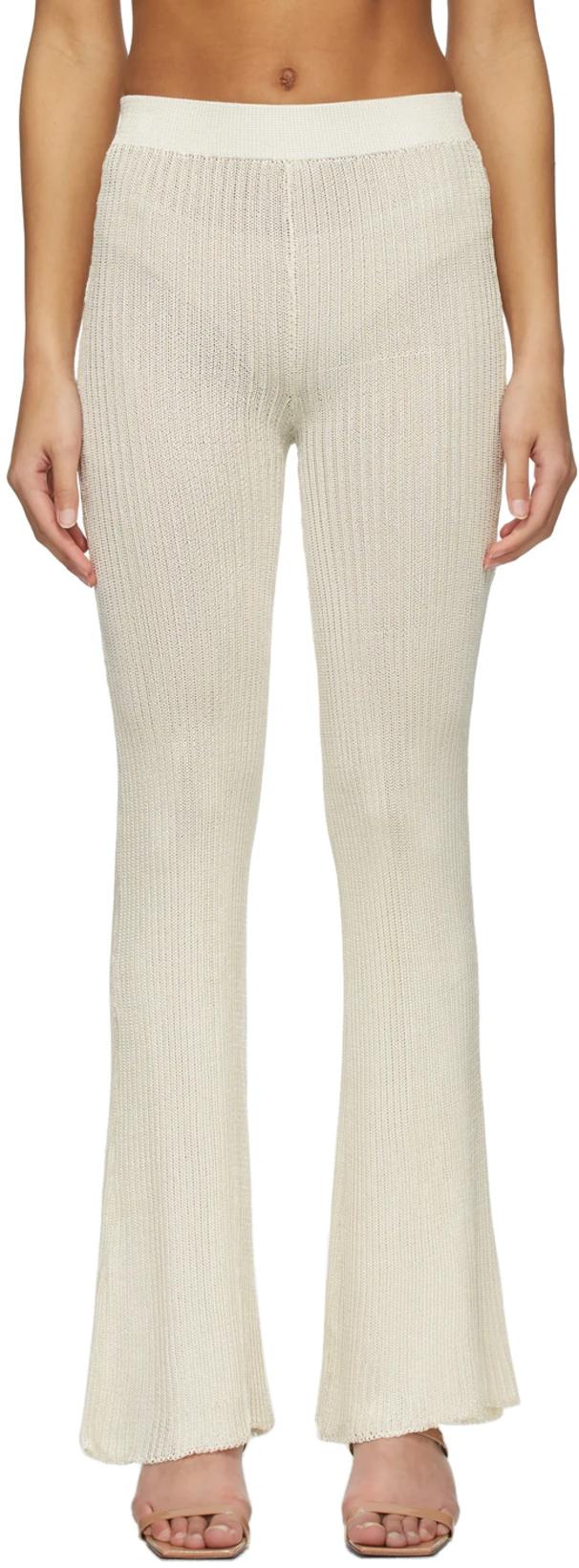 Off-White Ribbed Lounge Pants by CALLE DEL MAR