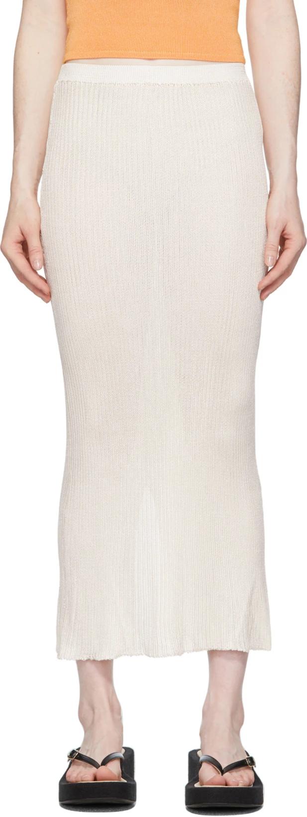 Off-White Ribbed Skirt by CALLE DEL MAR