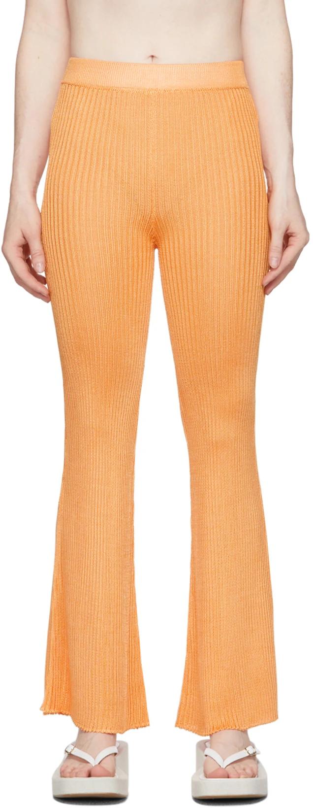 Orange Ribbed Lounge Pants by CALLE DEL MAR