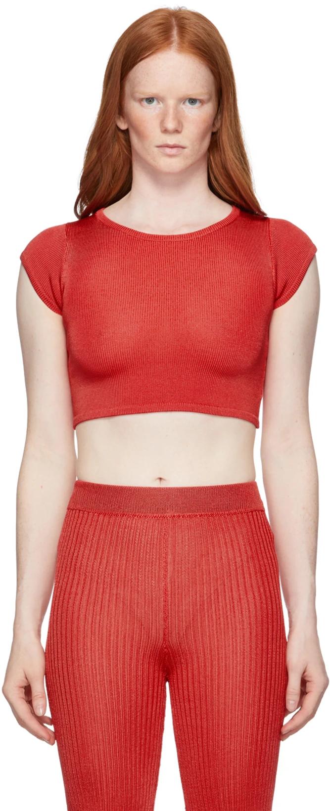 Red Knit Baby T-Shirt by CALLE DEL MAR