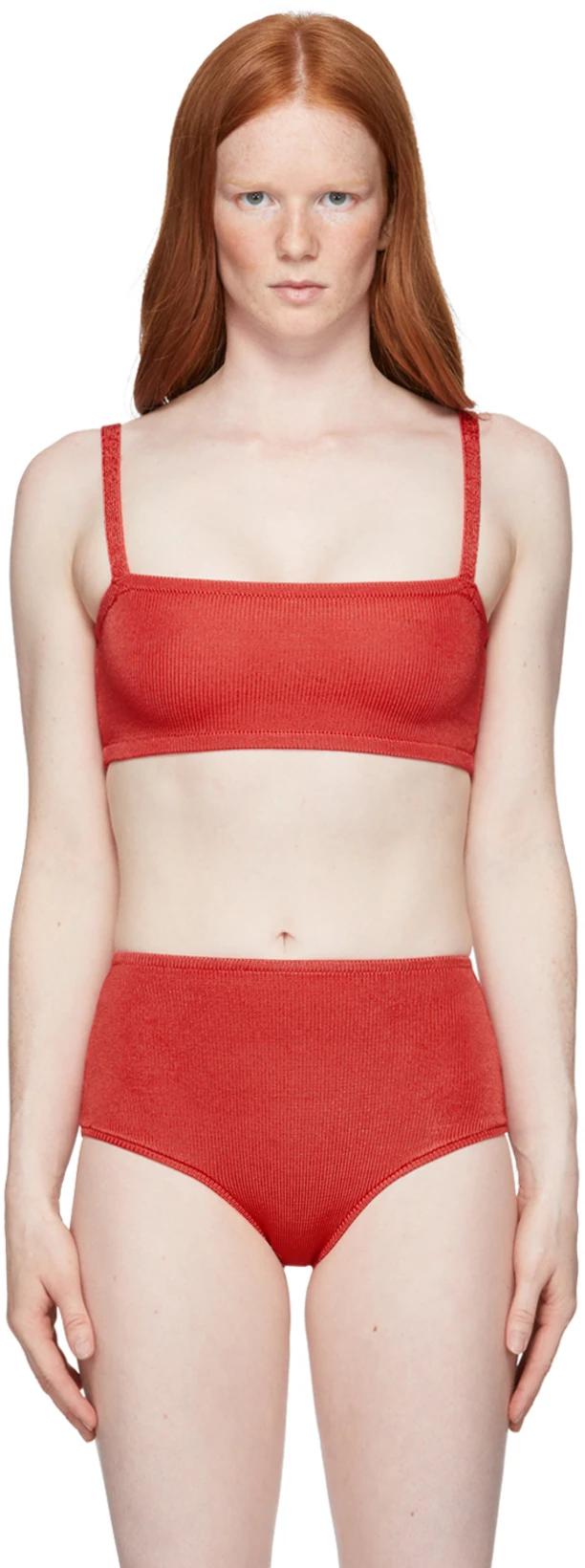 Red Knit Bandeau Bra by CALLE DEL MAR
