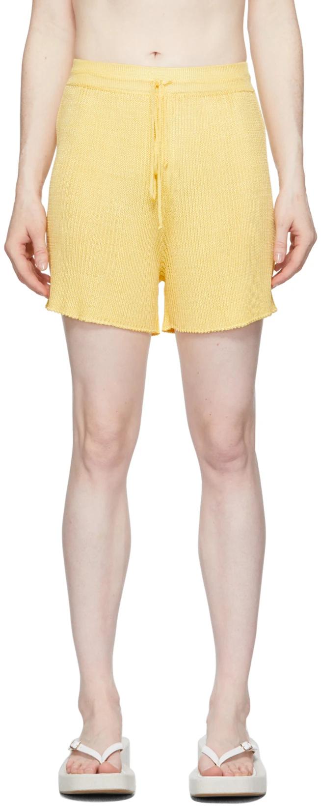 Yellow Ribbed Shorts by CALLE DEL MAR