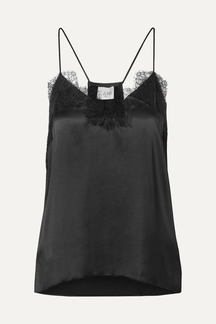 The Racer lace-trimmed silk-charmeuse camisole by CAMI NYC