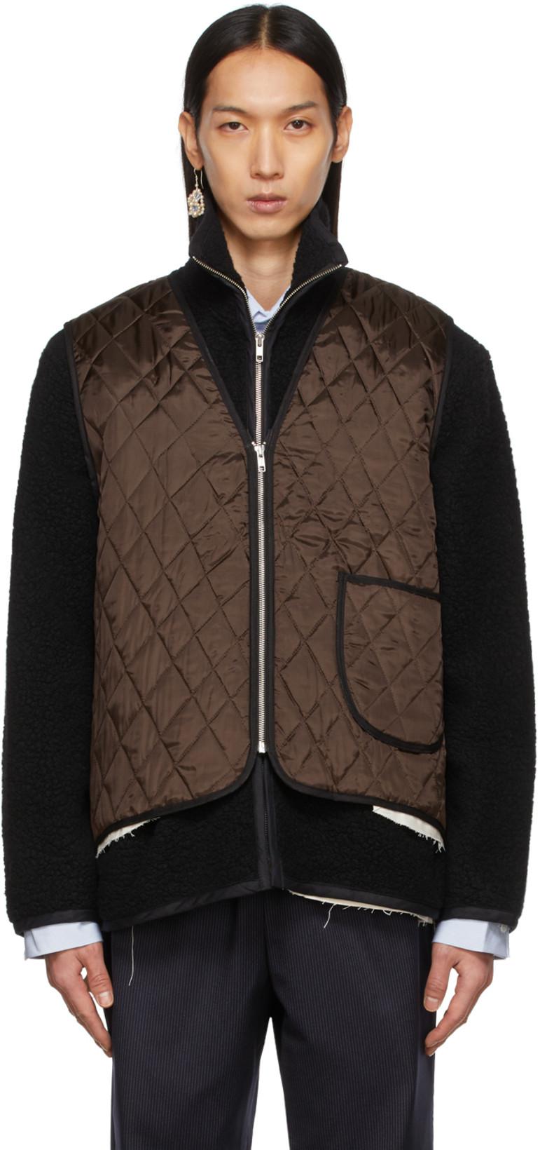 Brown Quilted Worker Vest by CAMIEL FORTGENS