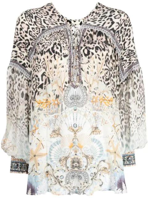 Seahorse Sonnet-print silk blouse by CAMILLA