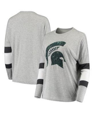Women's Heathered Gray Michigan State Spartans Swell Stripe Long Sleeve T-shirt by CAMP DAVID