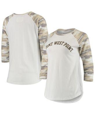 Women's White and Camo Army Black Knights Boyfriend Baseball Raglan 3/4-Sleeve T-shirt by CAMP DAVID