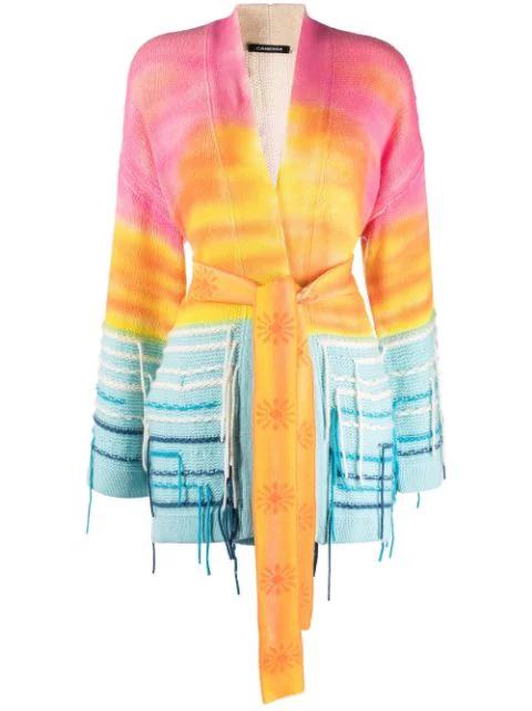 tie-dye print belted cardigan by CANESSA