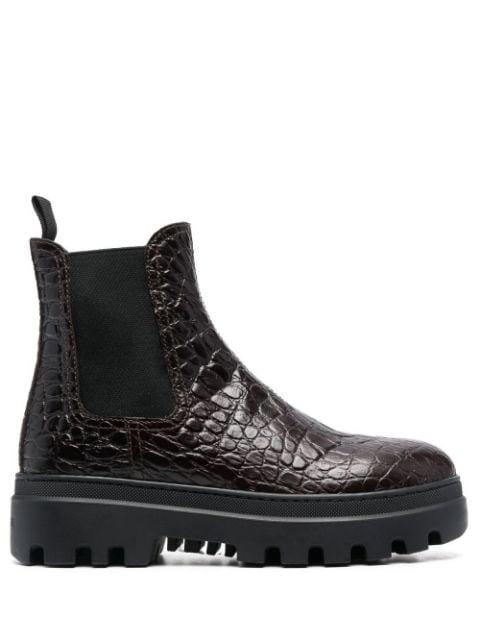 croc-effect ankle boots by CAR SHOE