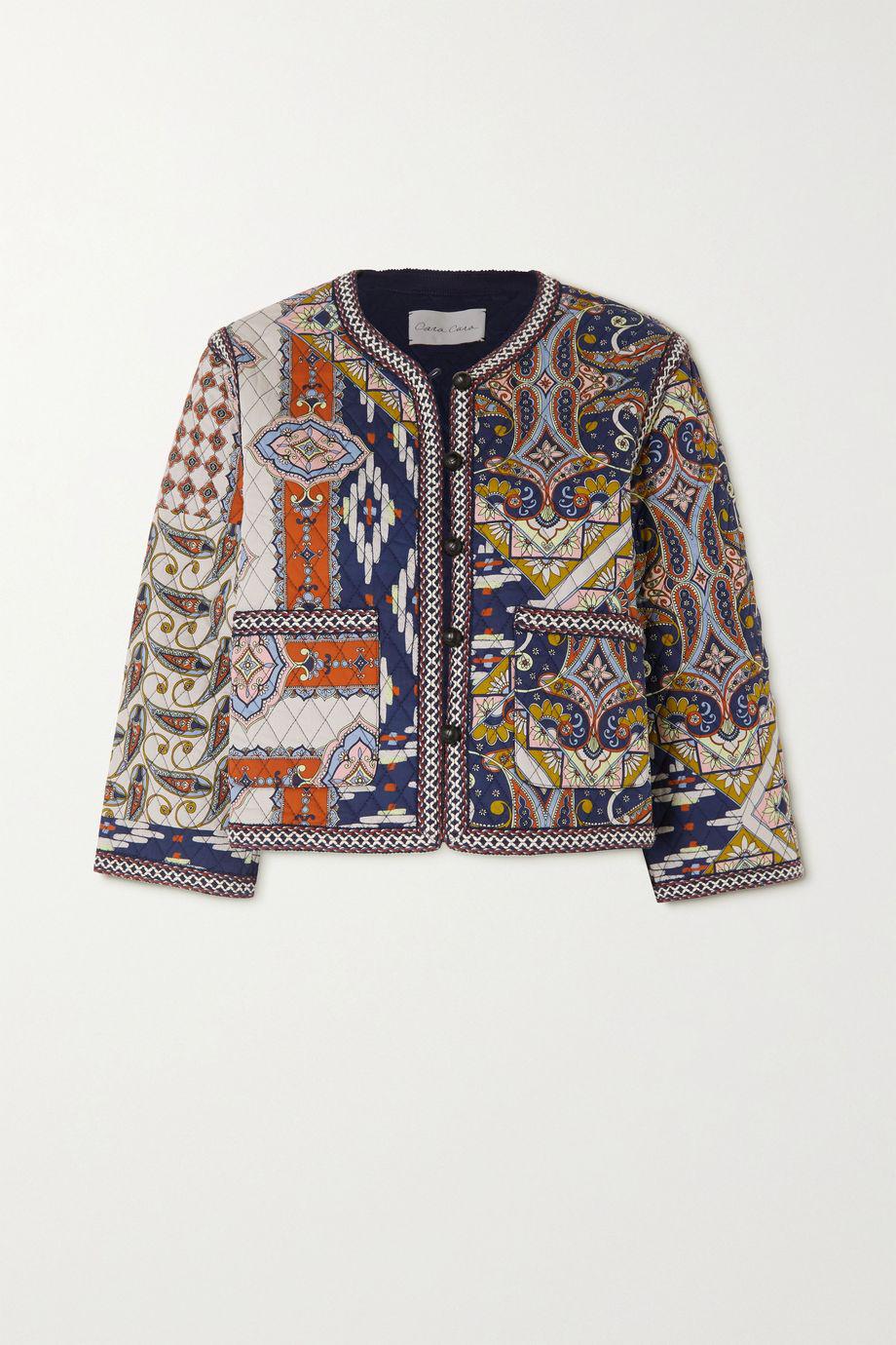 Marissa cropped quilted printed cotton-poplin jacket by CARA CARA