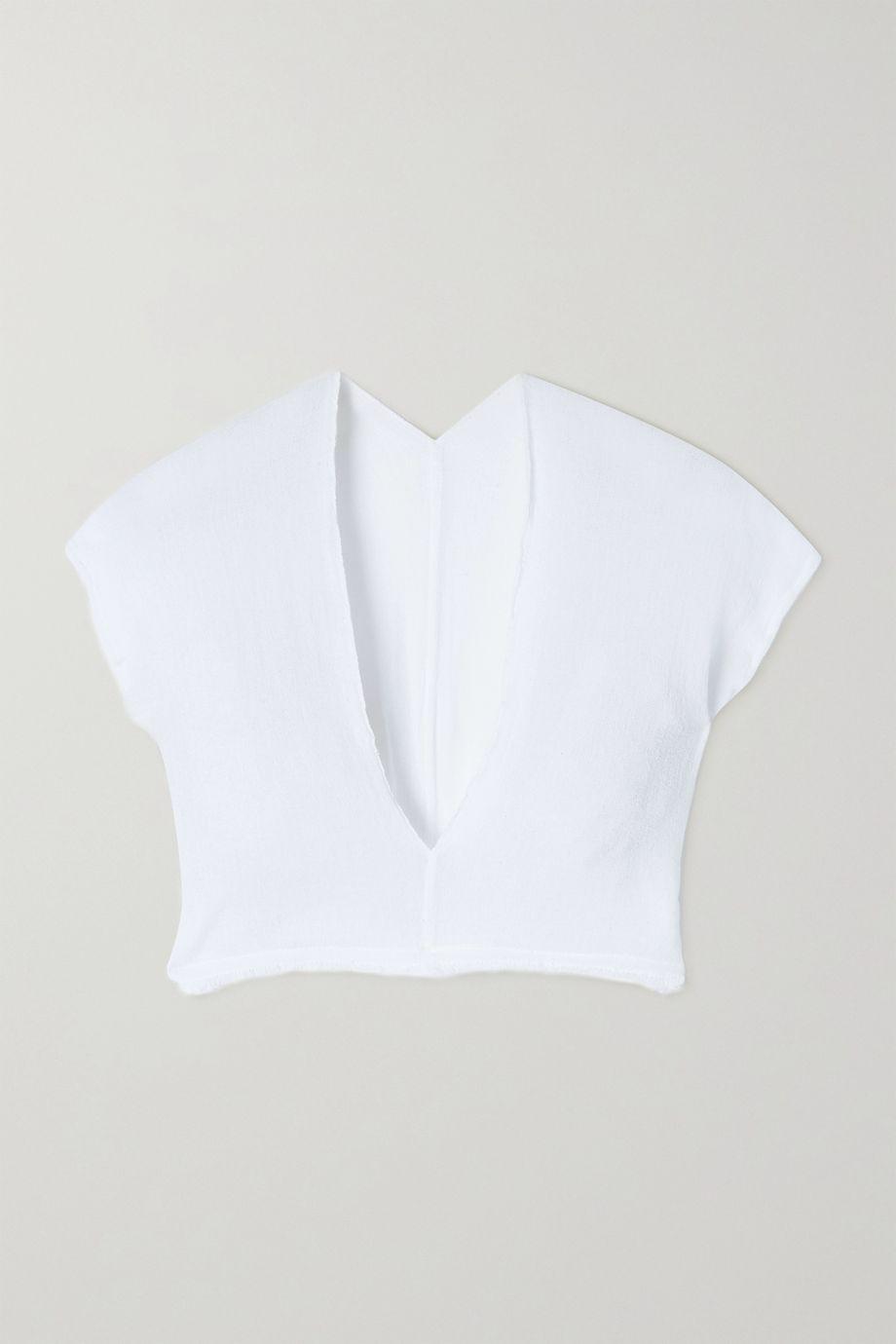 Boxkay cropped frayed cotton-gauze top by CARAVANA