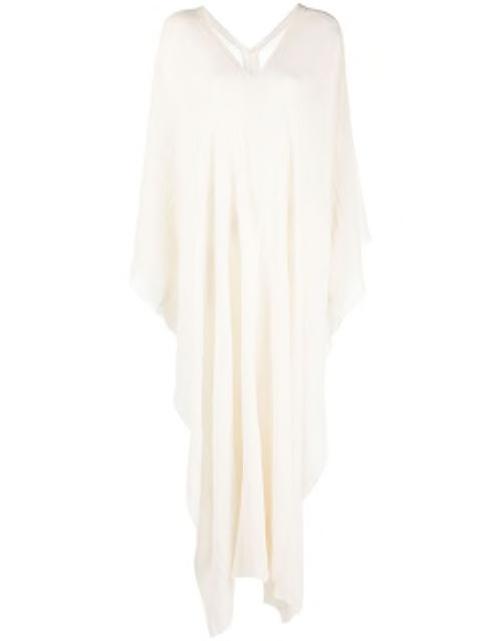draped asymmetric V-neck cotton dress by CARAVANA