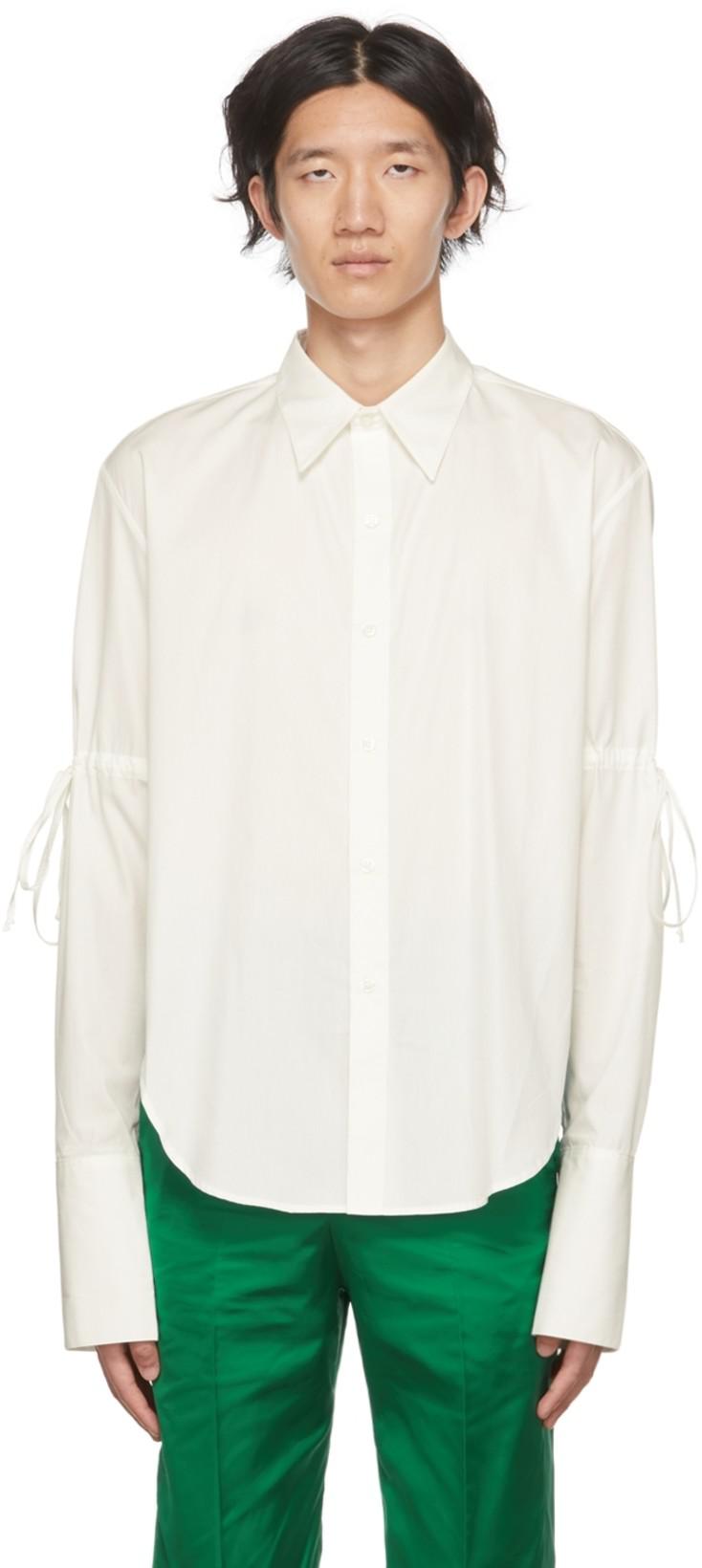 Off-White Drawstring Sleeve Shirt by CARLOTA BARRERA