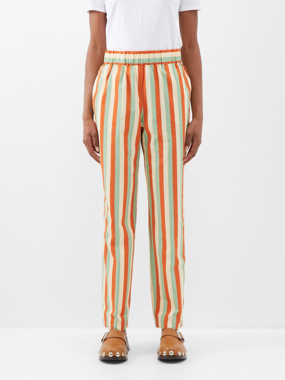 Fleur striped cotton-twill trousers by CARO EDITIONS