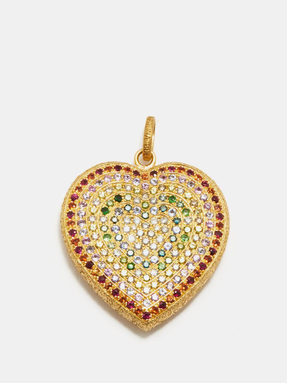 Rainbow Heart sapphire & 18kt gold pendant by CAROLINA BUCCI