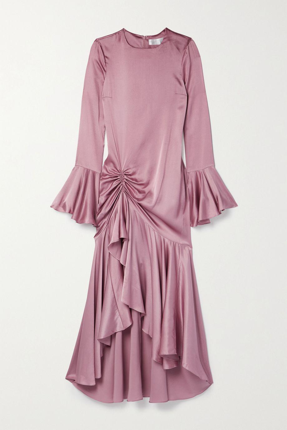 Monique draped stretch-silk charmeuse midi dress by CAROLINE CONSTAS