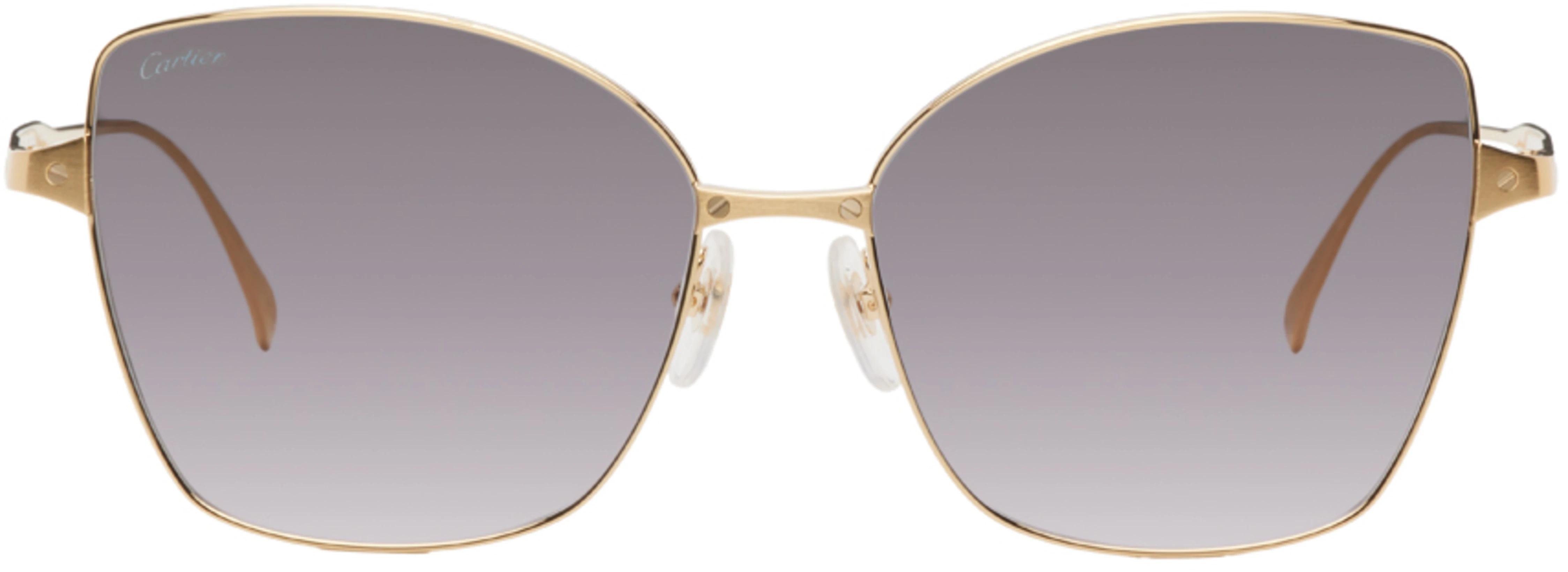 Gold Angled Cat-Eye Sunglasses by CARTIER