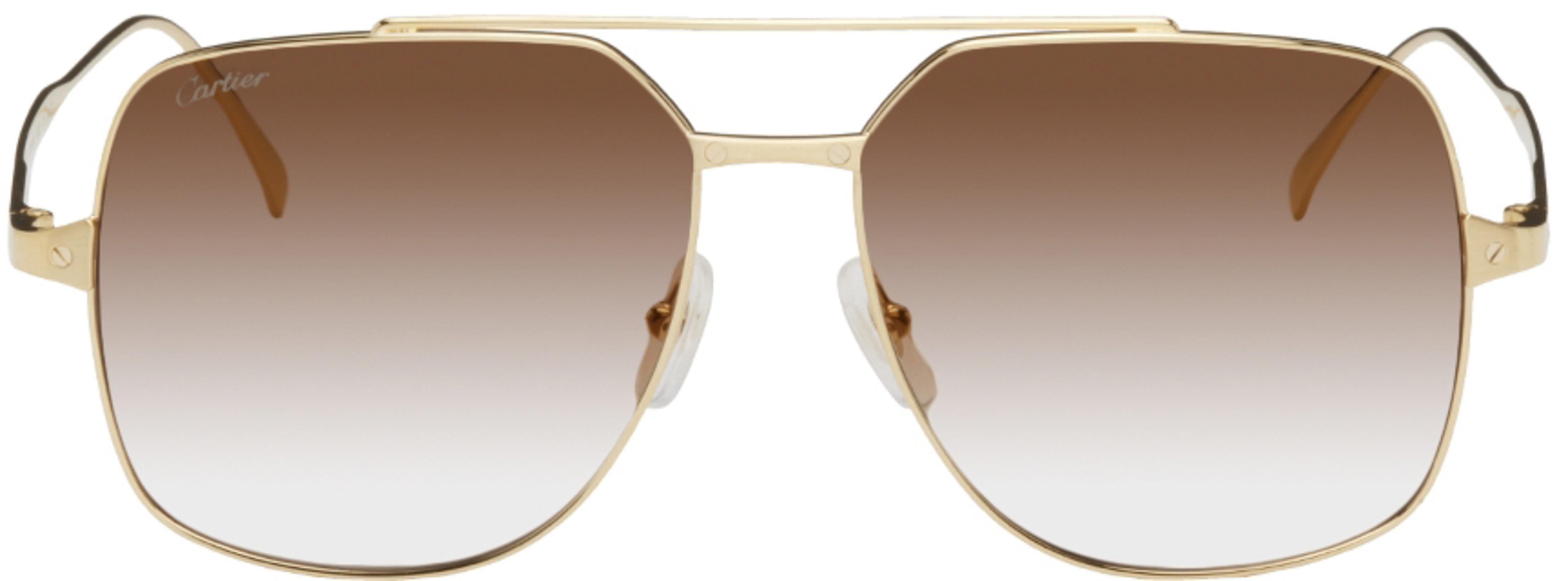 Gold Aviator Sunglasses by CARTIER