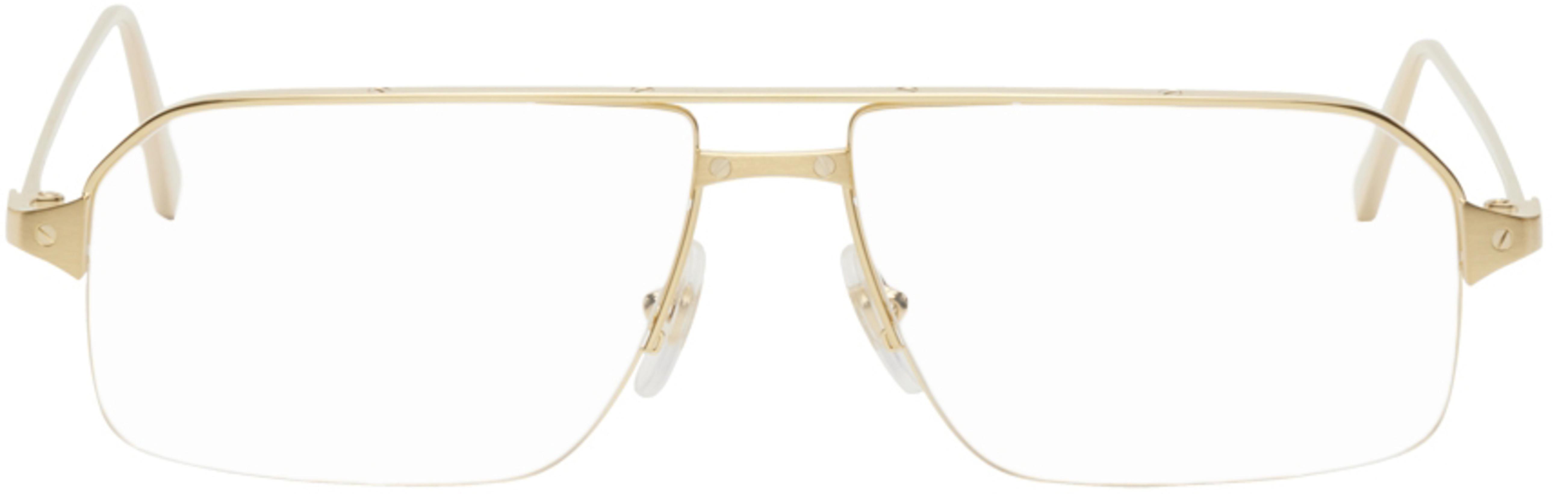 Gold Half-Rim Aviator Glasses by CARTIER