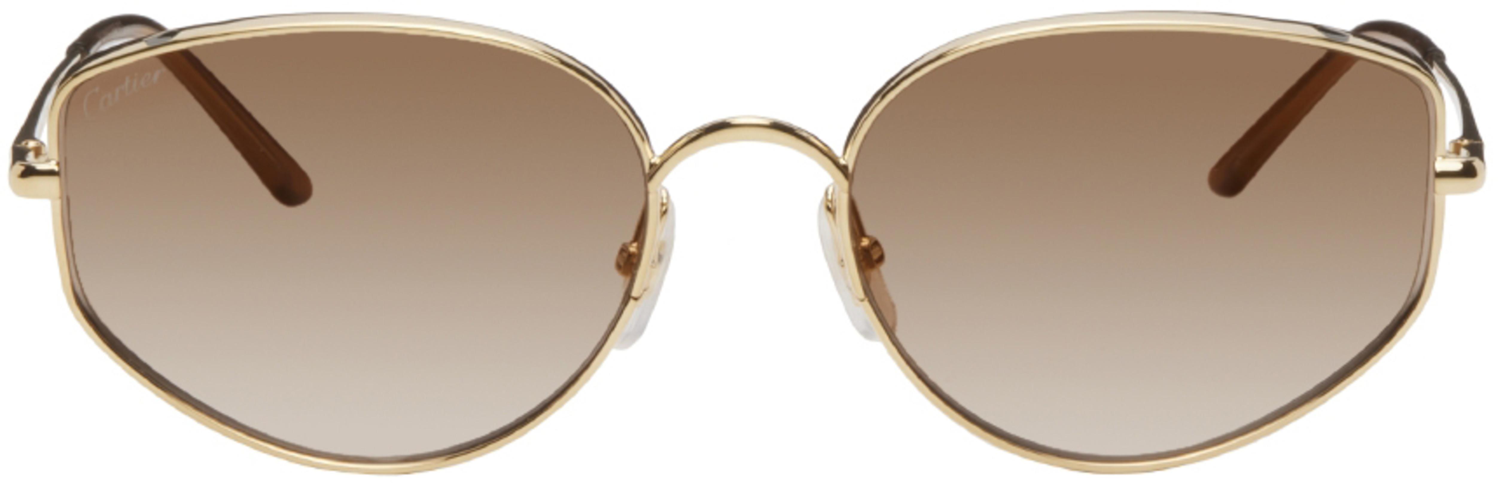 Gold 'Panthère de Cartier' Cat-Eye Sunglasses by CARTIER