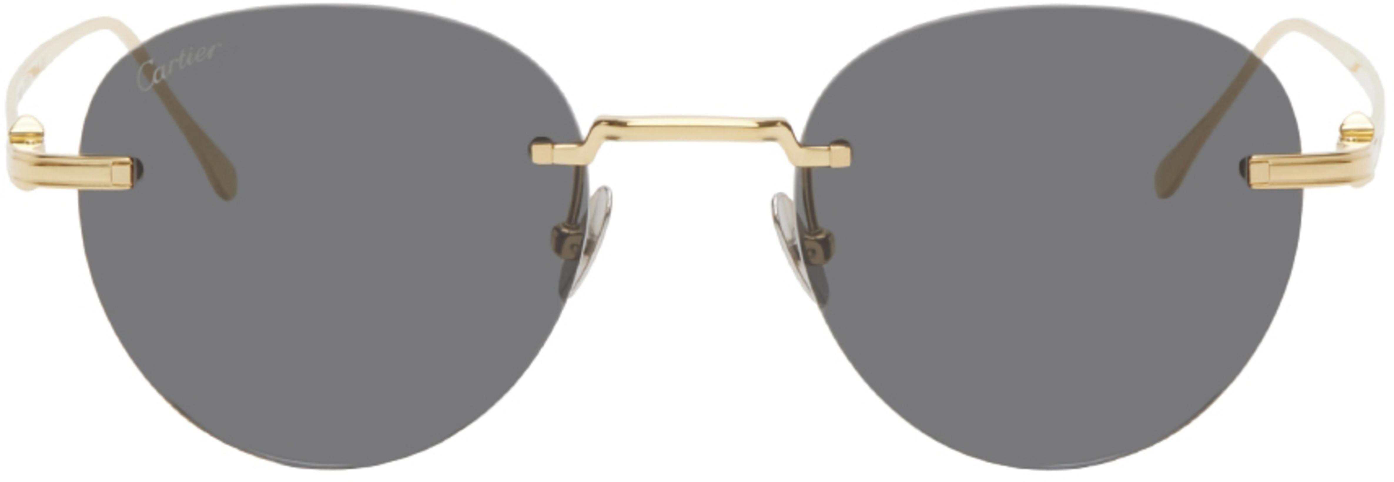 Gold 'Pasha de Cartier' Rimless Sunglasses by CARTIER