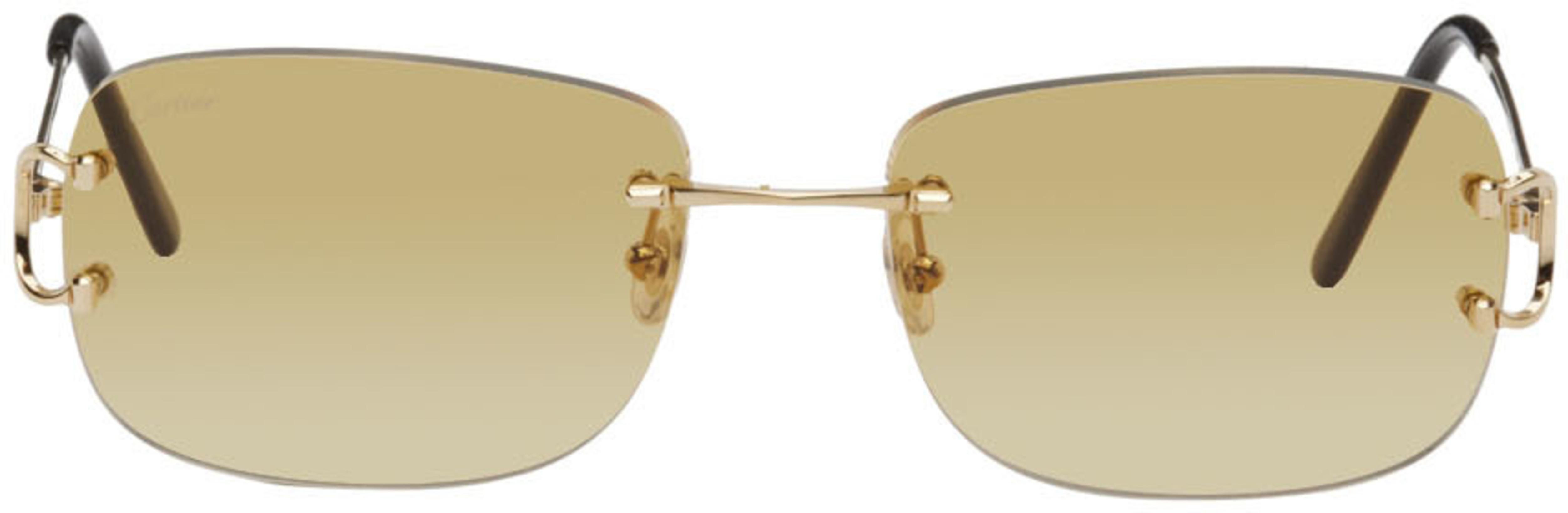 Gold Rectangle Sunglasses by CARTIER