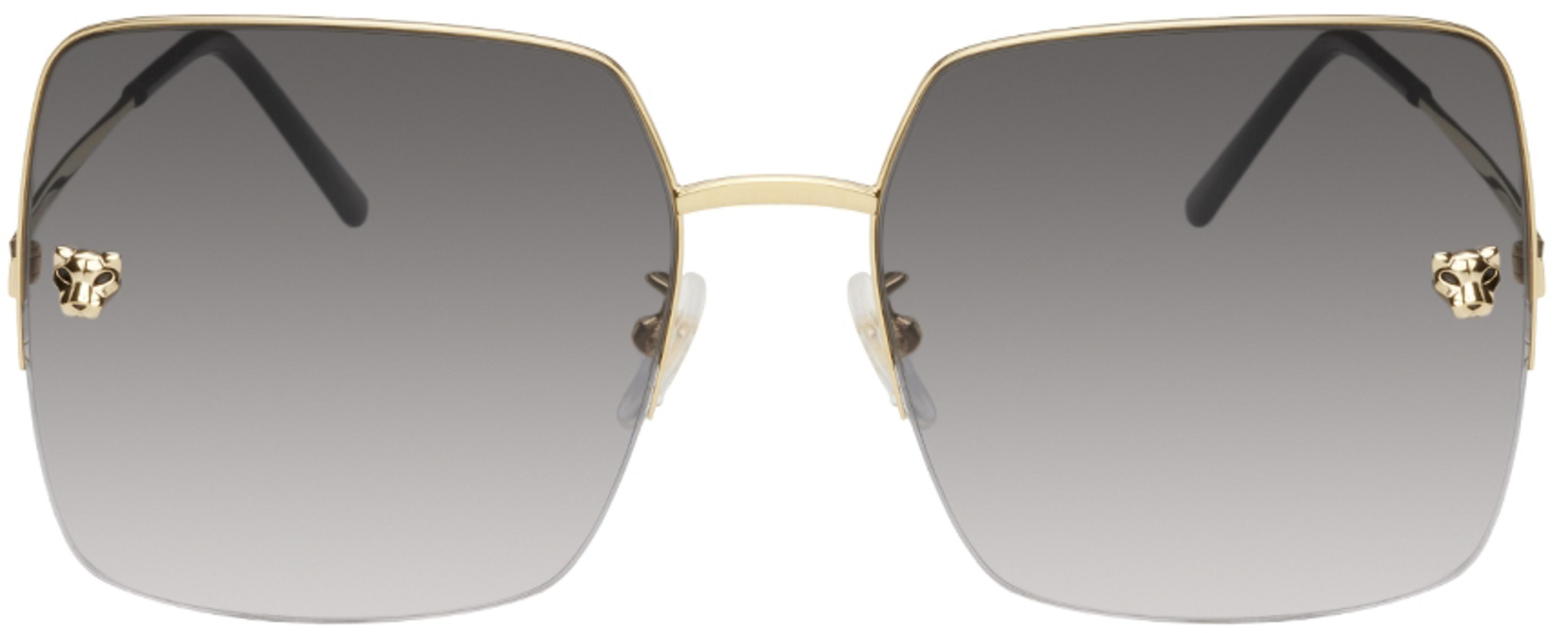 Gold Rimless Panthère de Cartier Square Sunglasses by CARTIER
