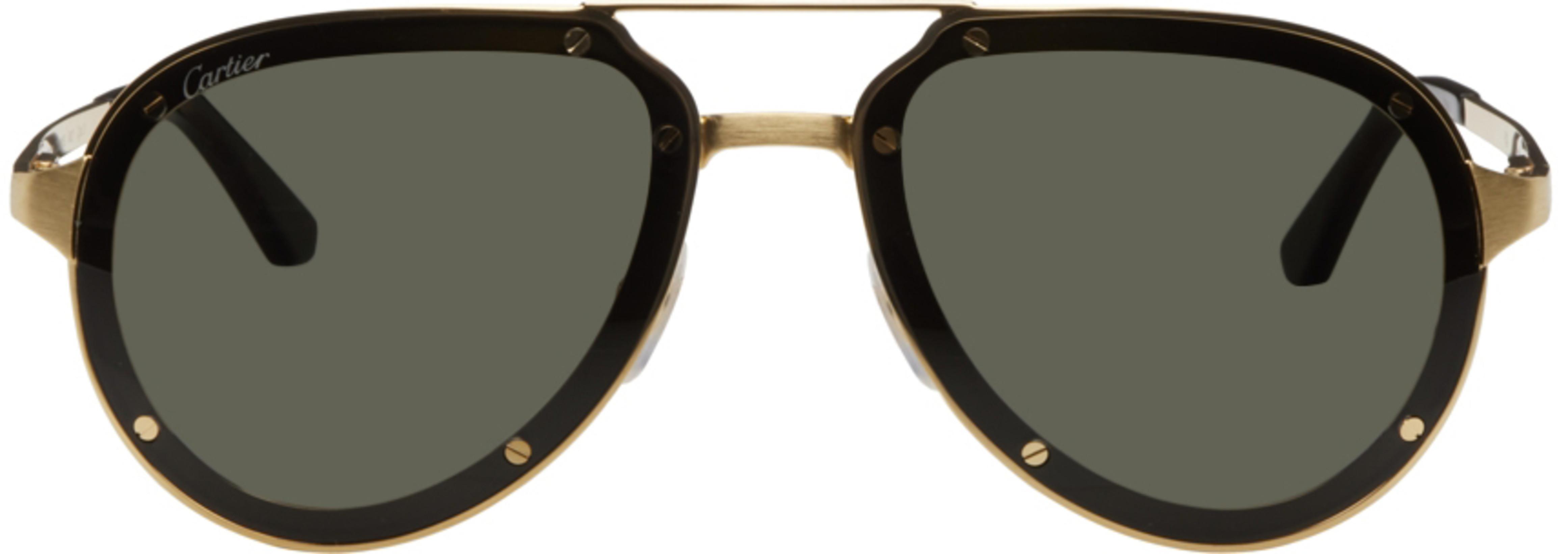 Gold 'Santos de Cartier' Aviator Sunglasses by CARTIER